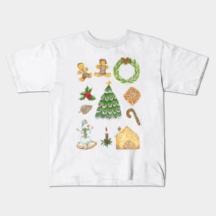 Christmas watercolor icons Kids T-Shirt